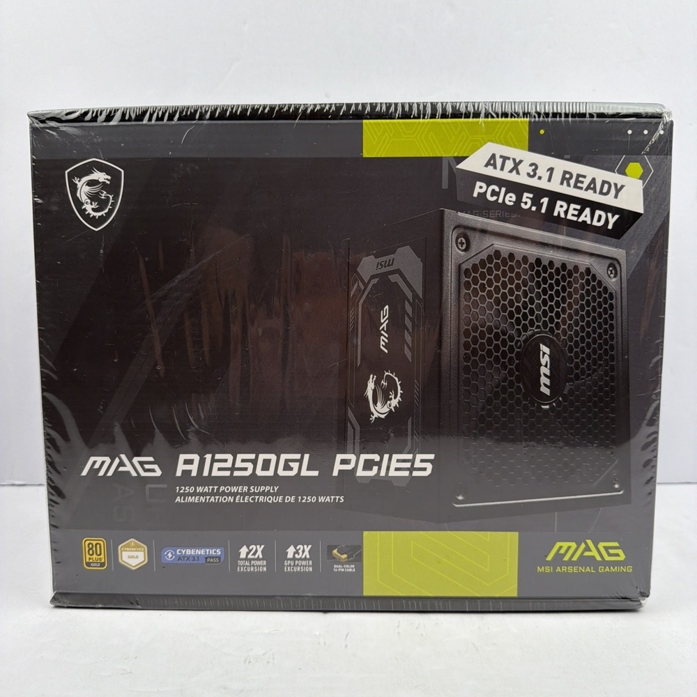 New MSI MAG A1250GL PCIe5 750W Power Supply Full Modular ATX 3.1 & PCIe 5.1